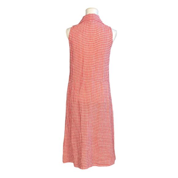 FLAX Linen Midi Dress Size Small Red Shift Coastal Sleeveless Tank Lagenlook - Picture 3 of 10